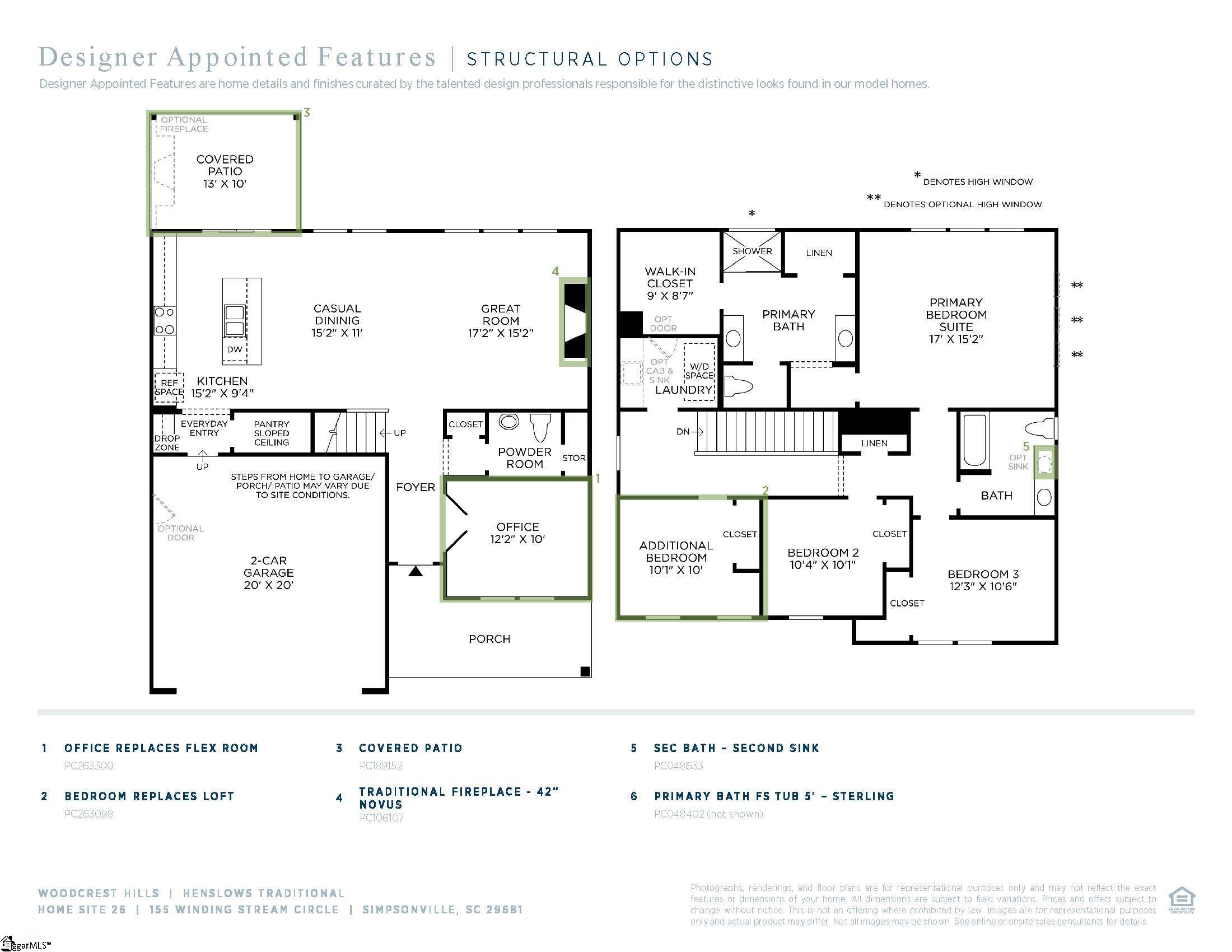 104 Winding Stream Circle UNIT Lot 26 Henslows Traditional Simpsonville, SC 29681