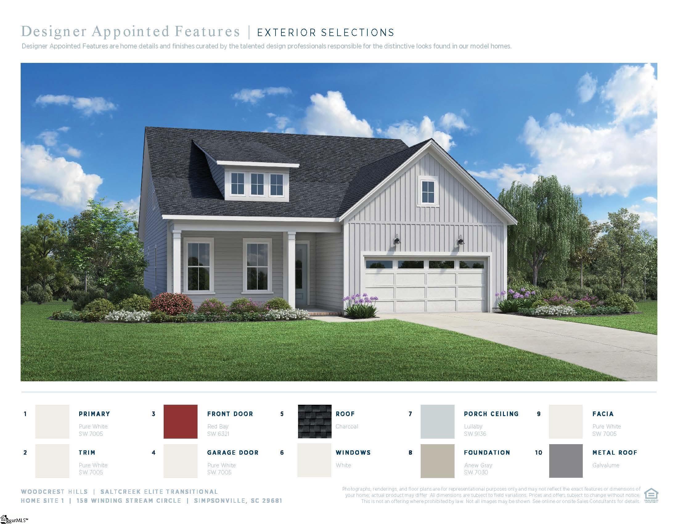 158 Winding Stream Circle UNIT Lot 1 Saltcreek Elite Transitional Simpsonville, SC 29681