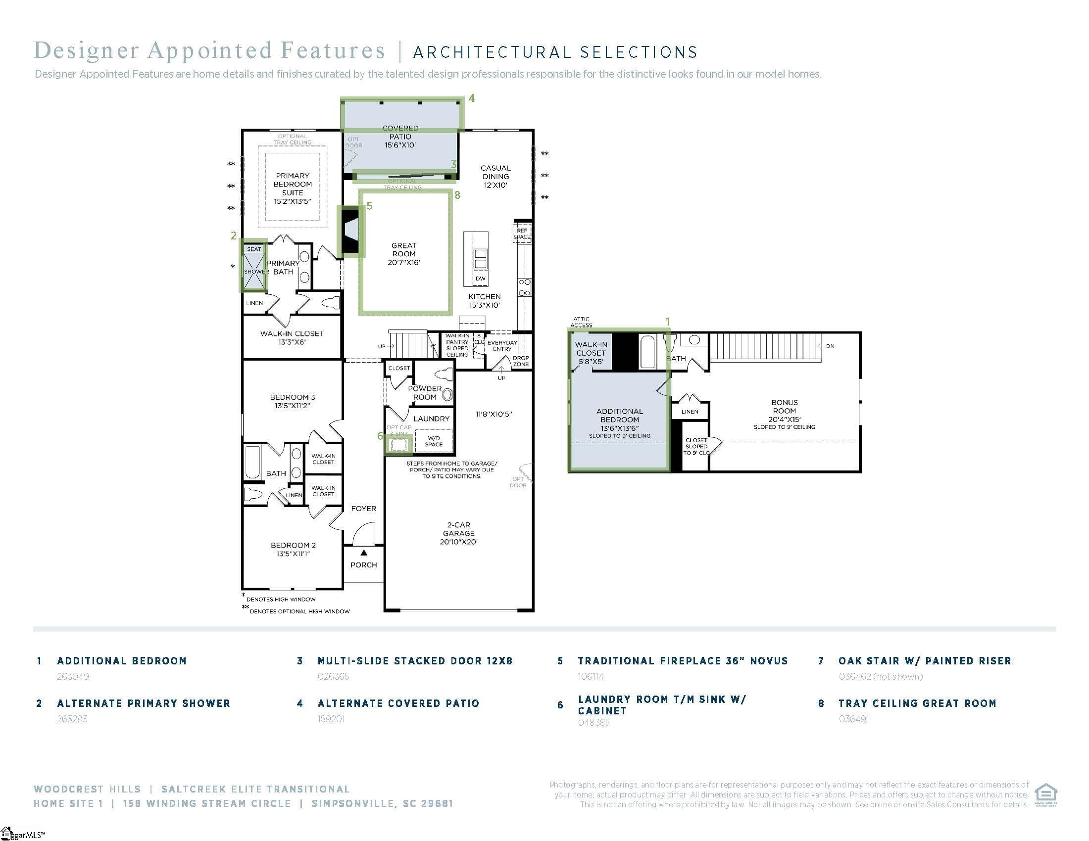 158 Winding Stream Circle UNIT Lot 1 Saltcreek Elite Transitional Simpsonville, SC 29681