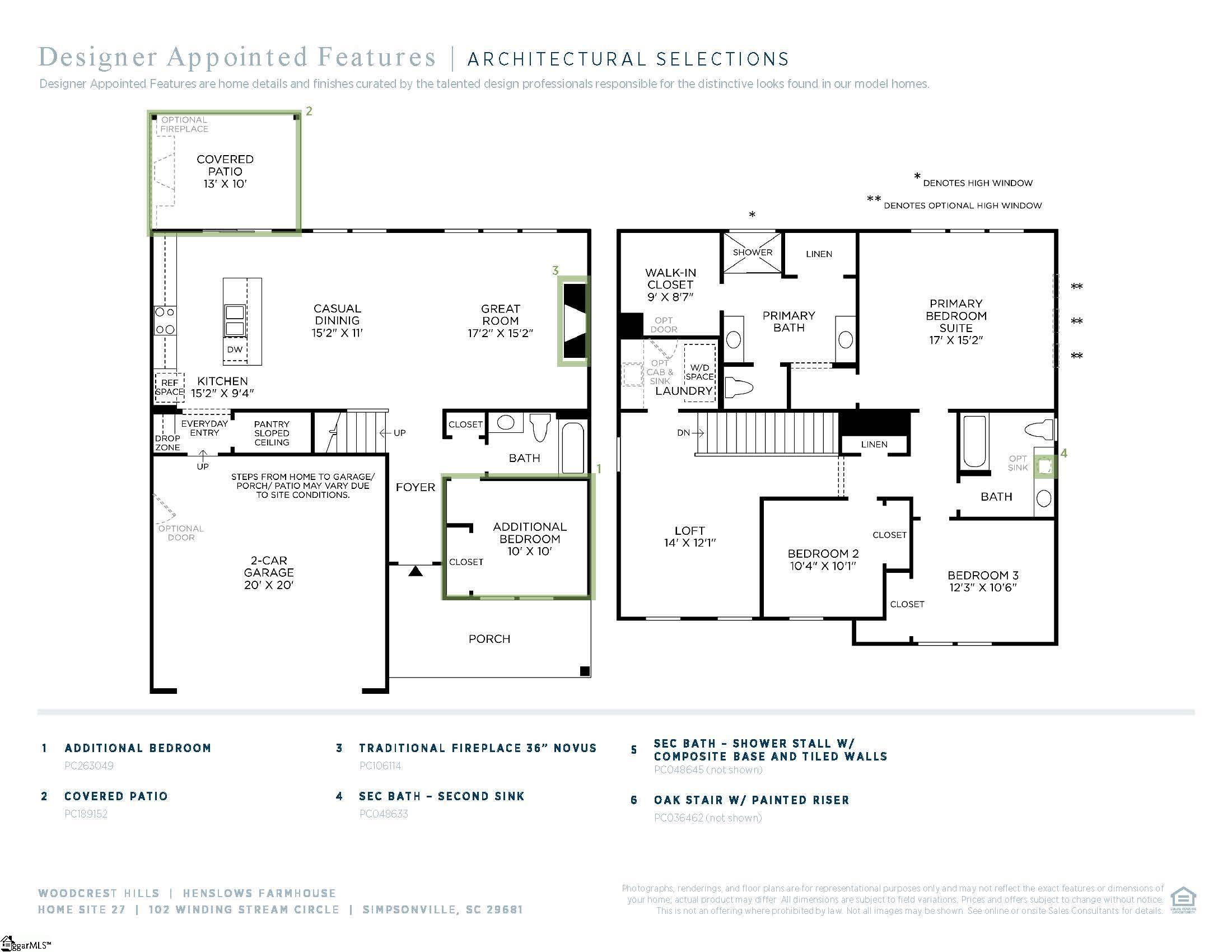 102 Winding Stream Circle UNIT Lot 27 Henslows Traditional Simpsonville, SC 29681