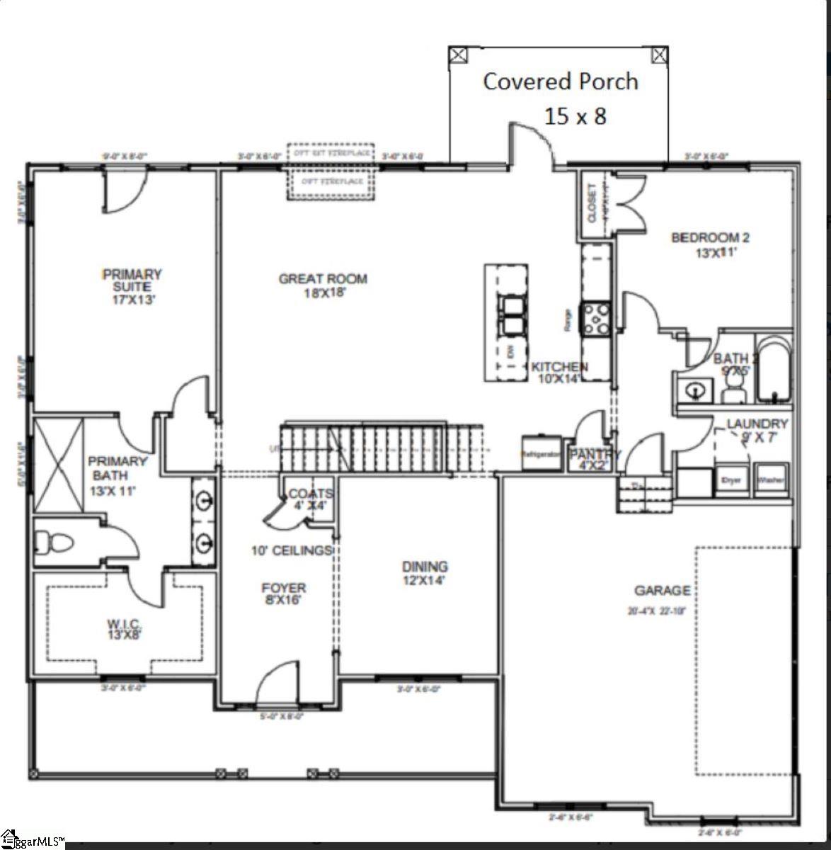 Hampton Floorplan- Level one.  To be built, spec home.