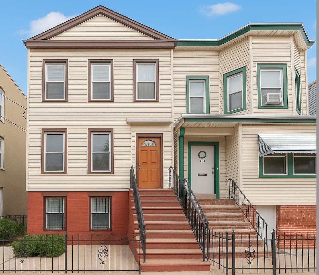 Welcome to 23 Vroom St, a 2-family colonial-style row home located in the heart of Journal Square in Jersey City. This spacious home sits on a 25 x 100 lot and houses a 1st floor duplex apartment and a 2nd floor apartment, both occupied on a month to month lease and collecting $5000 per month. You'll also get 6 bedrooms, 3 full bathrooms, 2 large living rooms, 2 dining rooms, and 2 kitchen across both unitsperfect for multigenerational living or investment income. With an unfinished basement offering a separate entrance, great storage space and separate utilities. Situated near top-rated schools, public transportation, shopping, and dining, this property is ideal for families and commuters alike. With a spacious frontage of space in front of the home, it makes it easy to envision parking. Don't miss the opportunity to own a versatile, income-generating home in one of Jersey City's most convenient and vibrant neighborhoods. Owner occupant or investor, you decide! Book your viewing today.