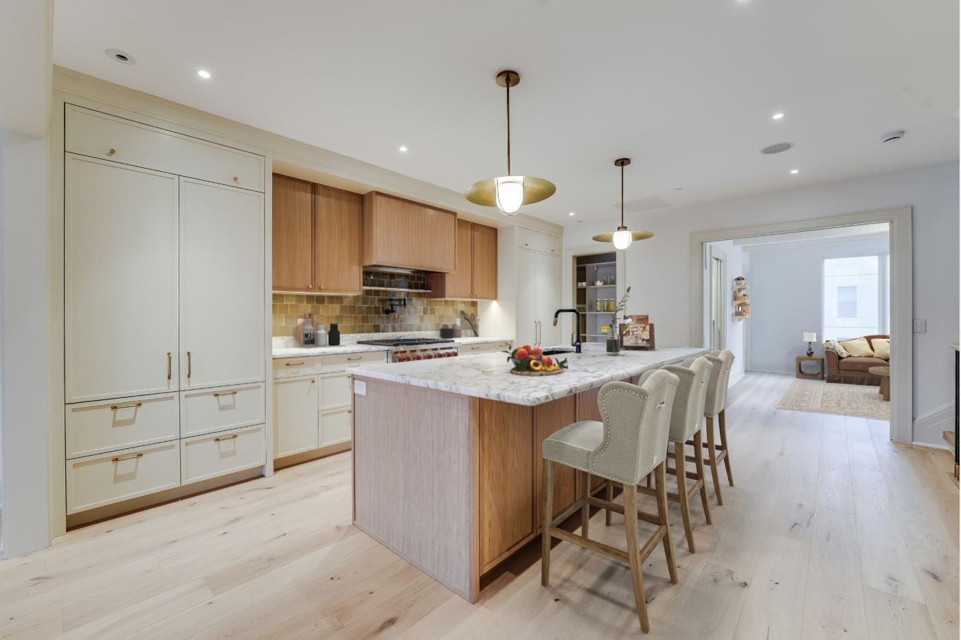 Welcome to a stunning 4-bedroom, 4.5-bathroom duplex condo in the heart of Hoboken, offering luxury living, smart home technology, and a private roof deck with panoramic views. Designed by J. Patryce Designfeatured in Architectural Digest, Elle Decor, and Voguethis home blends classic elegance with modern sophistication. Interior highlights include soaring coffered ceilings, exposed beams, crown molding, 7 white oak floors, and premium Emtek and Baldwin hardware. The smart home system includes pre-wiring for TV, surround sound, Wi-Fi extenders, security, a full Lutron lighting system, and electric shade prep. The chef's kitchen features a massive island, Italian marble countertops, custom cabinetry crafted locally, a pantry by California Closets, and Sub-Zero, Wolf, and Bosch appliances. A dry bar with Sub-Zero beverage center adds convenience. Each bathroom offers spa-like luxury with marble or porcelain tile, high-end fixtures (Phylrich, LaCava, Toto, Infinity Drain), and custom mirrors. The primary suite includes dual sinks, a marble-clad shower with bench, towel warmer, and separate toilet room. Enjoy quiet, efficient comfort with a Unico high-pressure HVAC system, radiant floor heating with zoned controls, and a Navien tankless water heater. Pocket doors, California Closets, and a private stainless steel elevator enhance functionality. The show-stopping private roof deck includes a Lynx outdoor kitchen, beverage fridge, sink, and TV hook-upideal for entertaining. Covered garage parking included and paid by the owner for two years. Constructed with poured-in-place concrete and robust masonry, the building ensures durability, safety, and soundproofing. A grand concrete staircase and elegant brick/stone/aluminum faade complete the design. Residents enjoy a secure ButterflyMX video intercom, premium lobby, and large lockable storage room. This one-of-a-kind Hoboken residence offers unmatched quality, design, and lifestyle. Schedule your private tour today.