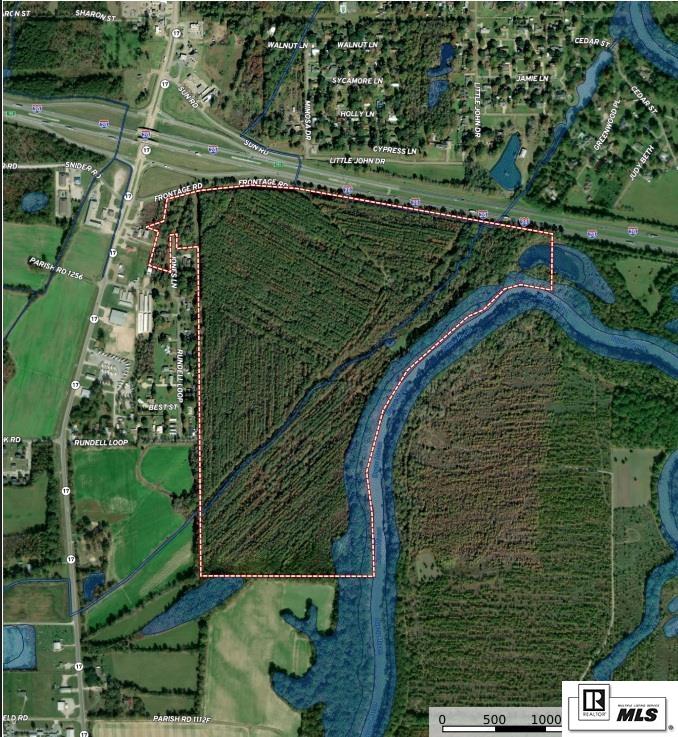 189+- acres with 3700’+- of I20 frontage located in the Southeast Quadrant of Interstate 20 and Hwy. 17 in Delhi Louisiana. Property is located 9.5+- miles East of the META development. This property has access from the Frontage Road off Hwy. 17. The property is currently enrolled in the Conservation Reserve Program (information available upon request) but can be bought out and cleared for development. Most of the property is not in wetland but will need to be verified by Buyer. Property has public sewage and water available on site with enough capacity to support development of hotels and multiunit housing (to be verified by Buyer). Owner will consider selling portions of the property if the development fits the overall vision for the property.