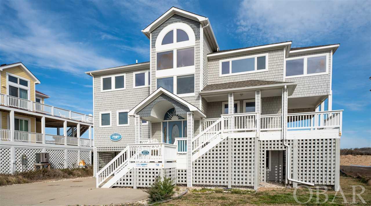 Beautiful Oceanfront home on the stable and private beaches of south Duck!  This 6 bedroom, 5.5 bath is sure to please with fantastic ocean views from multiple rooms and levels.  Enjoy expansive decking, particularly around the elevated pool and hot tub and your own private walkway to the beach. Interior features include a groundfloor rec room, multiple oceanview masters, see-thru gas fireplace, cathedral ceilings, renovated kitchen, large view windows, shipswatch and more.  Recent updates since 2018 include new roof, hvacs, HWH, new pool decking, new top level decking, some furnniture, kitchen cabinets & counter tops.  Currently used as a popular rental home with advertised rents for 2021 at $158,000!