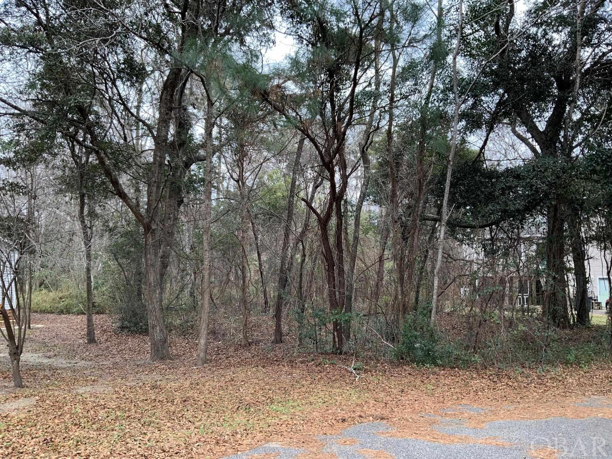Vacant lot Approximately 18,000 sq ft, lot nestled in the woods.  Large wooded lot located in quiet year round neighborhood in Section 2 of the Sea Scape subdivision. Great Location centrally located on the west side in Kitty Hawk close to beaches, schools, restaurants, shopping, grocery, and medical facilities.  The traffic light at Eckner and N Croatan highway make it easy access to all that the Outer Banks has to offer.