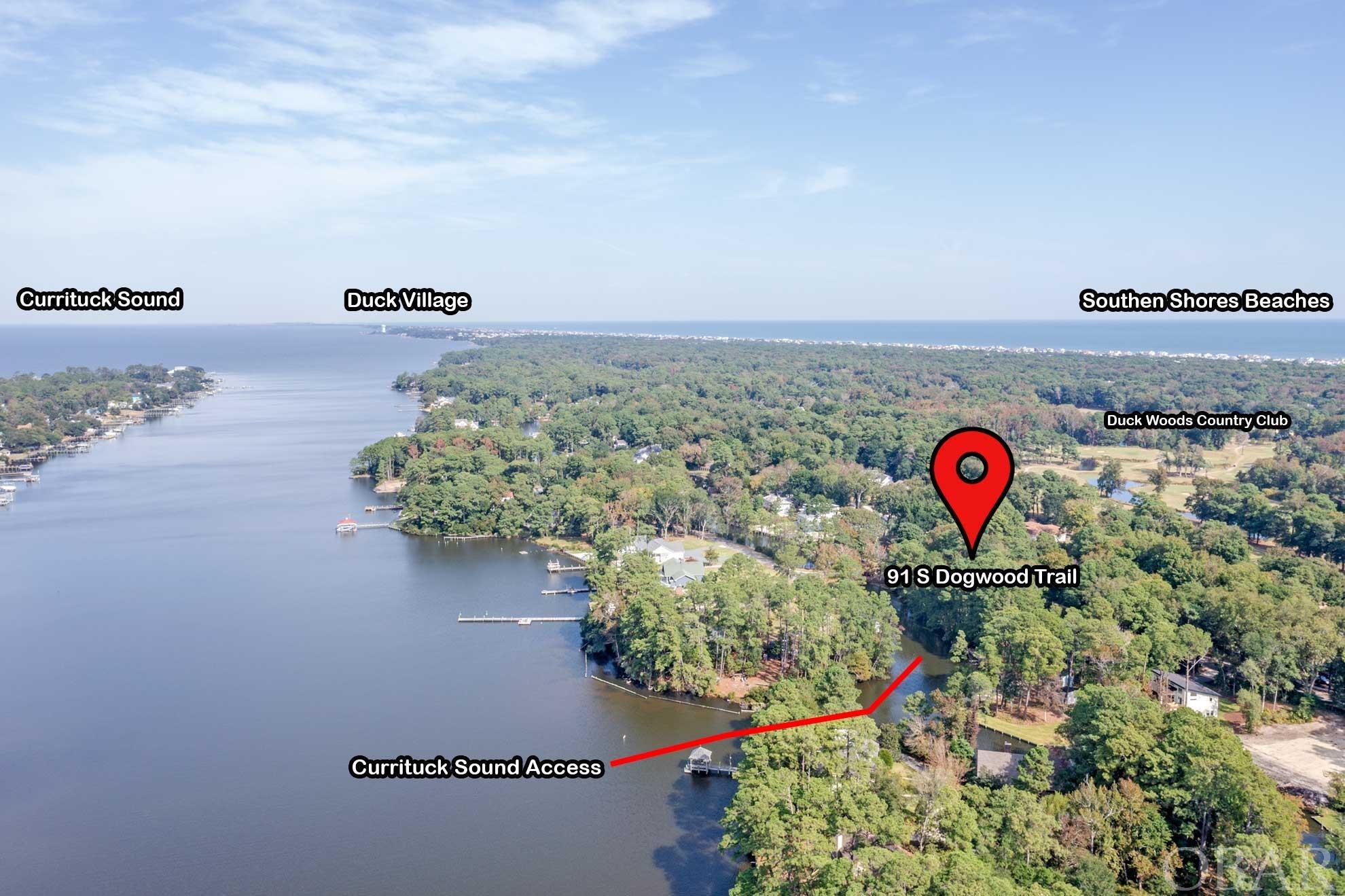 LARGE "SEMI-SOUNDFRONT" DEEP WATER CANALFRONT LOT IN SOUTHERN SHORES *** NO BRIDGE TO PASS UNDER TO GET OUT TO THE SOUND SO YOU CAN HAVE A LARGER BOAT IN THIS LOCALE *** LAND IS APPROX 21,000SF (.5 ACRES) AND IN "X" FLOOD ZONE, SO LIKELY NO FLOOD INSURANCE REQUIRED *** GREAT LOCATION WITHIN THE SOUTHERN SHORES COMMUNITY ... NICE HOMES SURROUND, EVEN NICER NEIGHBORS! *** FABULOUS LOCATION ON WHICH TO BUILD YOUR DREAM HOME ... IMAGINE WALKING OUT YOUR BACK DOOR TO YOUR BOAT, AND THE QUICK RIDE OUT TO CATCH THE CURRITUCK SOUND SUNSETS! *** FROM HERE YOU CAN ENJOY ALL THAT THE OUTER BANKS AREA HAS TO OFFER, AND YOU CAN START WITH ALL THAT IS OFFERED RIGHT HERE IN SOUTHERN SHORES ... CHECK OUT THE 2 MAIN BEACH ACCESSES A) DIRECT BEACH ACCESS DOWN E. DOGWOOD TRAIL WITH ITS NICE DUNE DECK (THIS IS WHERE THE NEIGHBORS MOSTLY GO) & LIFE- GUARD IN SUMMER ... OR TO THE HILLCREST BEACH ACCESS W/ PARKING FOR ABOUT 60 PLUS, FACILITIES, LIFEGUARD IN SUMMER, TWO DUNE DECKS, VOLLEYBALL COURT, OUTSIDE SHOWERS, HANDICAP RAMP DOWN TO BEACH ... IT DOESN'T GET ANY BETTER THAN THAT! *** THERE ARE 3 BOAT MARINA'S - ALL WITHIN MINUTES! ... ONE WITH A BOAT RAMP * JOIN THE BOAT CLUB AND MAKE FRIENDS *** WONDERFUL IN SUMMER AND EVEN NICER OFF SEASON *** 2 SOUNDFRONT BEACH PARKS, DUNE AREA BASKETBALL COURT, PLAYPARK *** OUTDOOR COMMUNITY TENNIS * TENNIS & BOAT CLUB/SLIPS ARE ADDITIONAL, BUT IT IS NOT REQUIRED TO HAVE BOAT CLUB MEMBERSHIP TO ACCESS THE BOAT RAMP *** THE SOUTHERN SHORES CIVIC ASSOCIATION (SSCA) IS OPTIONAL BUT COST ROUGHLY JUST $65 PER YEAR ... EVERYONE JOINS * SIDEWALK THROUGH ENTIRE TOWN ALONG DUCK ROAD - THAT ALONG WITH ALL OF THE COMMUNITY ROADS MAKES IT GREAT FOR BIKING OR RUNNING *** DON'T WANT TO MISS SHOPPING IN NEARBY DUCK ... OR VISIT THE DUCK TOWN GREEN FOR THE ANNUAL OUTDOOR CONCERTS (SUCH AS THE ANNUAL DIUCK JAZZ FESTIVAL IN OCTOBER), OR THE NEWER SOUNDFRONT BOARDWALK *** KITTY HAWK STORES ARE ALSO CLOSE BY -AND- YOU CAN GET TO FOOD LION, CVS, WALMART, ABC, HARRIS TEETER, HOME DEPOT, STARBUCKS & MORE IN MINUTES! *** CLOSE TO WRIGHT MEMORIAL BRIDGE - YOU CAN GET THERE VIA S. DOGWOOD TRAIL *** ALSO JUST A 2 MINUTE DRIVE TO THE DUCK WOODS COUNTRY CLUB (GOLF & TENNIS ... AND HAS NEW PICKLE BALL COURTS UNDER CONSTRUCTION (FEE TO JOIN - MULTIPLE MEMBERSHIP LEVELS) *** THE OUTER BANKS IS FILLED WITH EXCITING THINGS TO DO AND SEE ... THE OCEAN, LIGHTHOUSES, WRIGHT BROTHERS MONUMENT, THE LOST COLONY, CAPE HATTERAS NATIONAL SEASHORE, CAROLINA BLUE SKIES, AMAZING SUNSETS & SO MUCH MORE *** ARE YOU THINKING ABOUT LIVING THE DREAM? *** PURCHASE LOT NOW AND BUILD, AND GET STARTED ... OR, PURCHASE NOW AND HOLD FOR FUTURE PLANS ... NOTE: THERE IS A SMALL LAND PARCEL THAT IS OWNED BY THE TOWN ON THE NORTH ADJACENT SIDE - FOR ADDED BUFFER *** THIS IS A GREAT TIME TO ENTER THE MARKET *** THE LOCATION IS WORTHY OF A HOME OF SIZE - SHOULD BE ROOM FOR POOL *** 200 FEET ON S. DOGWOOD TRAIL AND 205 FEET ON CANAL *** SUNSET REFLECTIONS OVER THE WATER IS NOTHING SHORT OF BREATHTAKING! ... LOCATION IS EXCELLENT ... COME SEE!