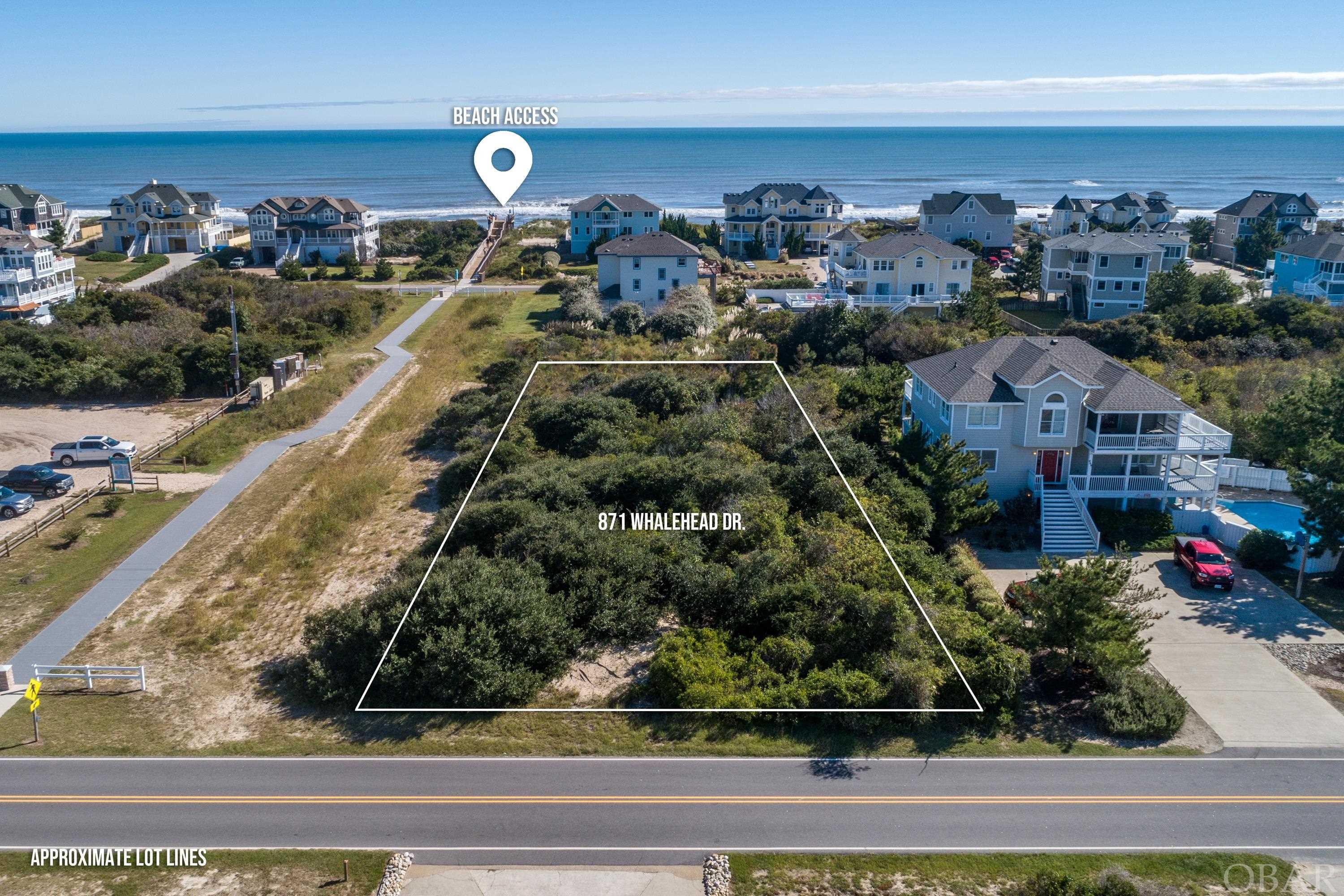 2 Lots from OCEANFRONT large 1/2 Acre CORNER Lot just Steps to Direct Beach Access! This is the perfect lot that you have been waiting for to build your dream beach home. Beach Access from this Whalehead CORNER lot is closer than some Semi Oceanfront lots and considerably less expensive. The lot has potential for Ocean Views, as well as the potential to build a 10 + bedroom home. There are not many 2 lot OceanFront lots left in the much sought after Whalehead Club Subdivision, let alone a CORNER lot. Here is an opportunity to build your primary home or second home or investment home. If highest and best use of this property is maximized, the income potential is great.  Restaurants, Shopping, Grocery Stores, and Activities, including Currituck Club Golf Course, Historic Whalehead Club, Wildlife Center, Currituck Beach Lighthouse, and the Wild Horses are close by.  If you are looking to build your dream beach home on a CORNER lot that is just 2 lots from the beach with potential ocean views, just steps to direct beach access and located in Flood Zone X, then this is the lot for you!