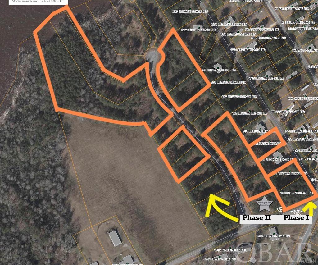 Fantastic opportunity for a developer!  12 lots total (although lots 20 & 21 are being sold together, and Lot 26 is currently attached to lot 28 for its septic easement, and therefore are also being sold together) which have been approved for 10 septic systems (permits expired last year, but county has been very cooperative about re-permitting) and 10 build sites!      These lots are also listed and available for sale individually, but can be bought at OVER $100k BELOW the total of each lot's individual list price!       Over 10 total acres in phases I and II of Legion Woods, with nearly 5 acres of sound frontage!  Community piers and waterfront common areas in each phase!  Paved roads, county water, and electric!       Soundfront Lots 25 & 26 (2 total, 3.2 acres and 1.73 acres each) are both in Phase Two, and are contiguous!  Lot 26 currently has lot 28 as a septic easement lot, but if 25 & 26 were to be sold or built upon as one large tract, lot 28 could then be freed up for its own build site, so there are options!       Flood Zones X, shaded X, and AE.       Lots are mostly wooded, but level - and the build sites were cleared approximately 3 to 4 years ago, so they are closer to "builder-ready" than raw wooded land.     Phase I has 2 lots (lots 2 & 4) with minimal restrictions.      Phase II has the remaining 10 lots. Covenants & Restrictions are recorded, and specify 1200sf minimum, underground utilities, no trailers; however to my knowledge there is no active governing association, yet the covenants are recorded.