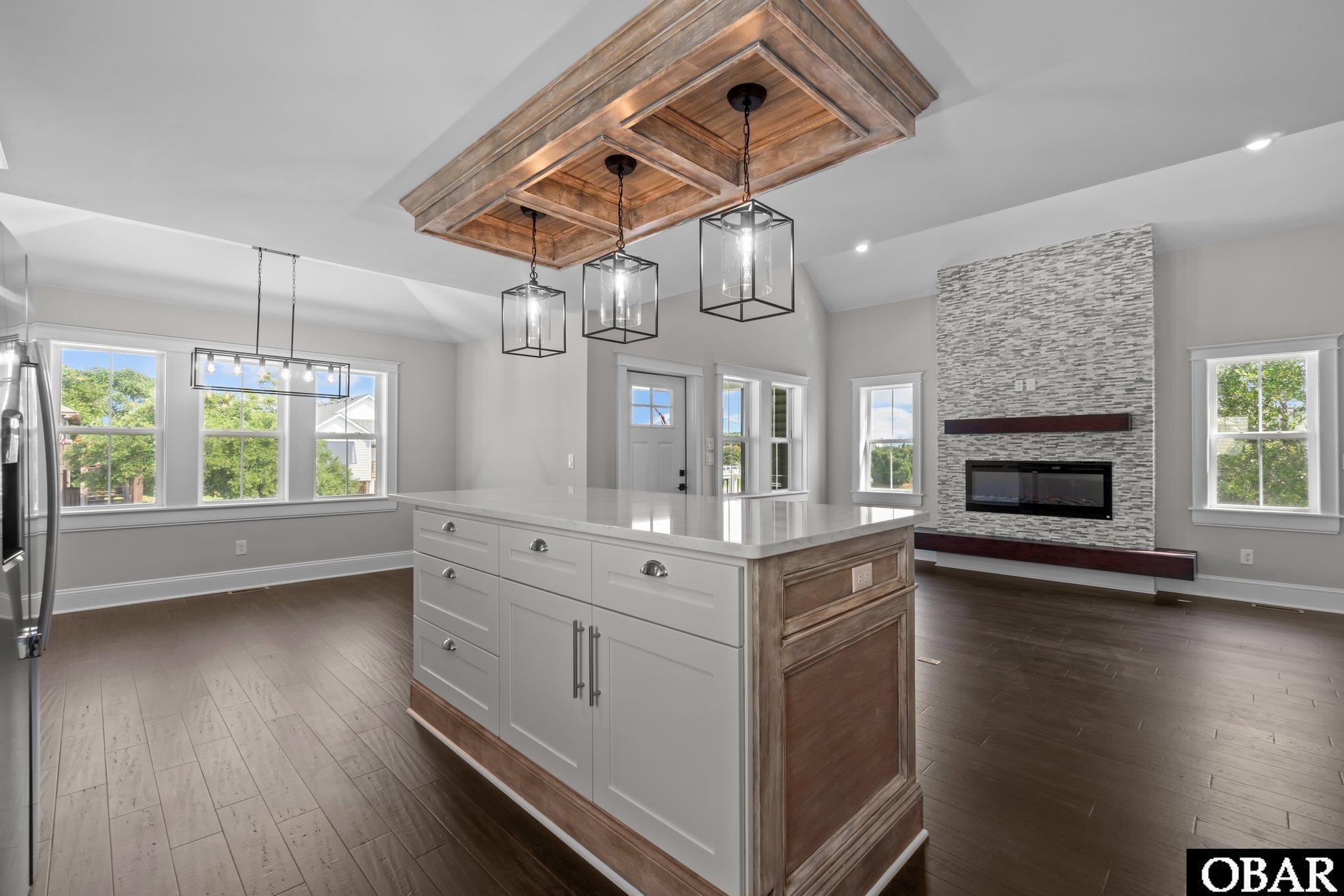 Custom Built and Hand Painted Island and Ceiling Feature