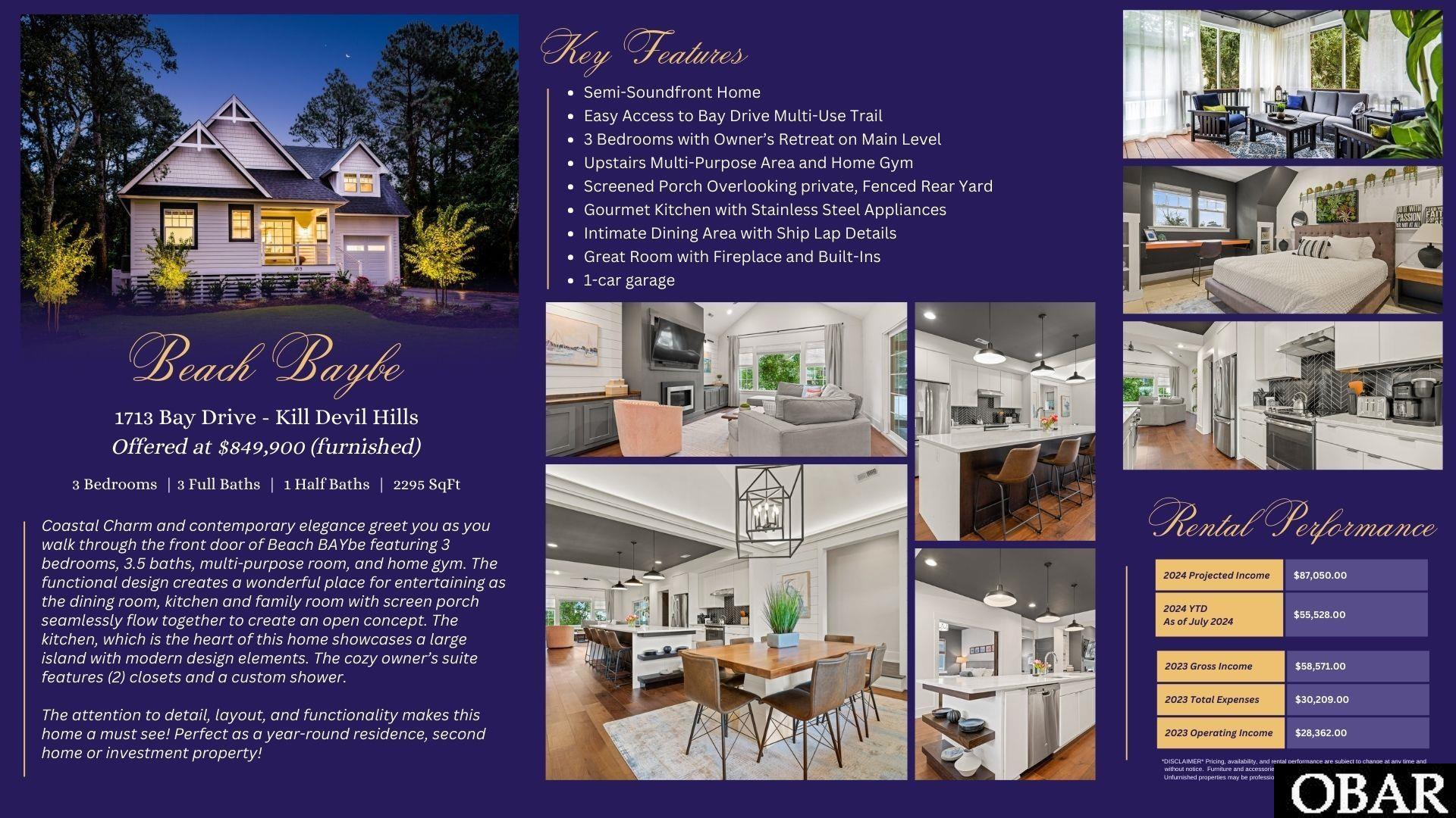 1713 Bay Drive, Kill Devil Hills, NC 27948, 3 Bedrooms Bedrooms, ,3 BathroomsBathrooms,Residential,For sale,Bay Drive,126379