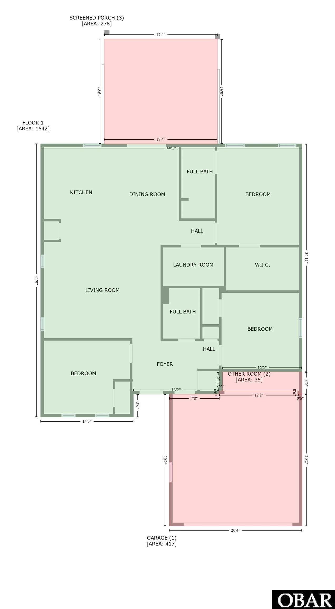 showing heated living area
