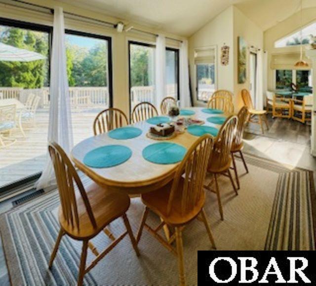 Dine in or open the door and dine out on the many decks!