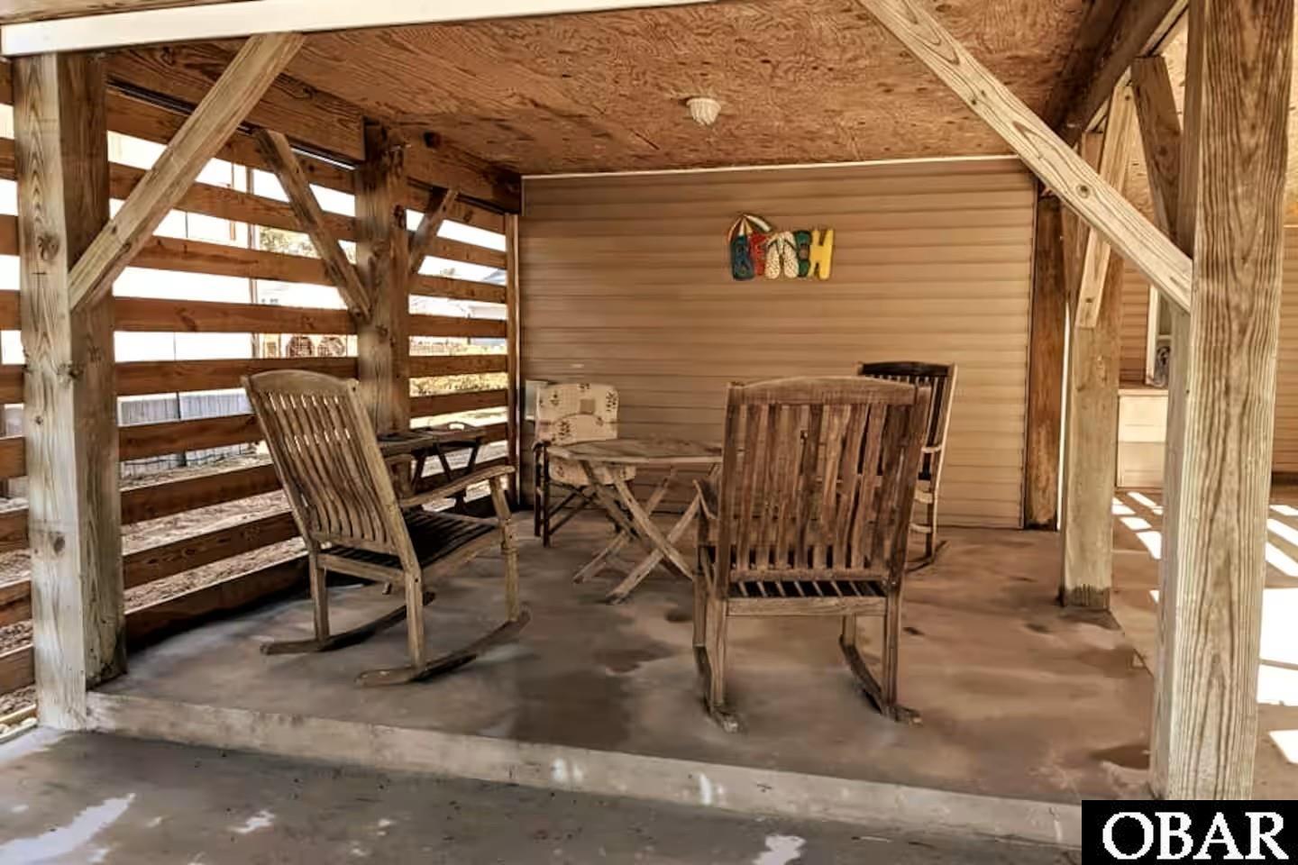 Lighted, covered patio