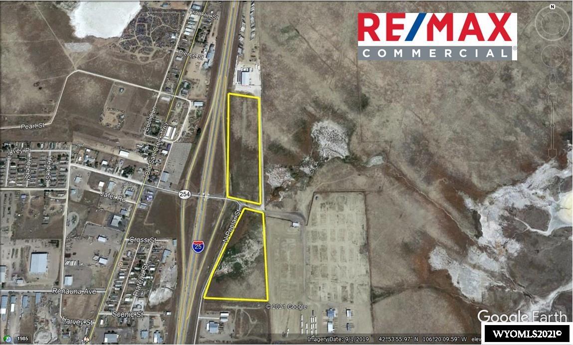 Located off of I-25 Exit 191 in Casper, Wyoming Ideal for a high traffic location with needed access to I-25. Property has city water but sewer will need to be brought to the property if buyer needs sewer. Seller is willing to contribute to cost of bring sewer to property.    Property can be sold in a combination or separately.   North side of Howard Street 16.32 Acres $1,750,000 South side of Howard Street 16.17 acres $2,113,000.