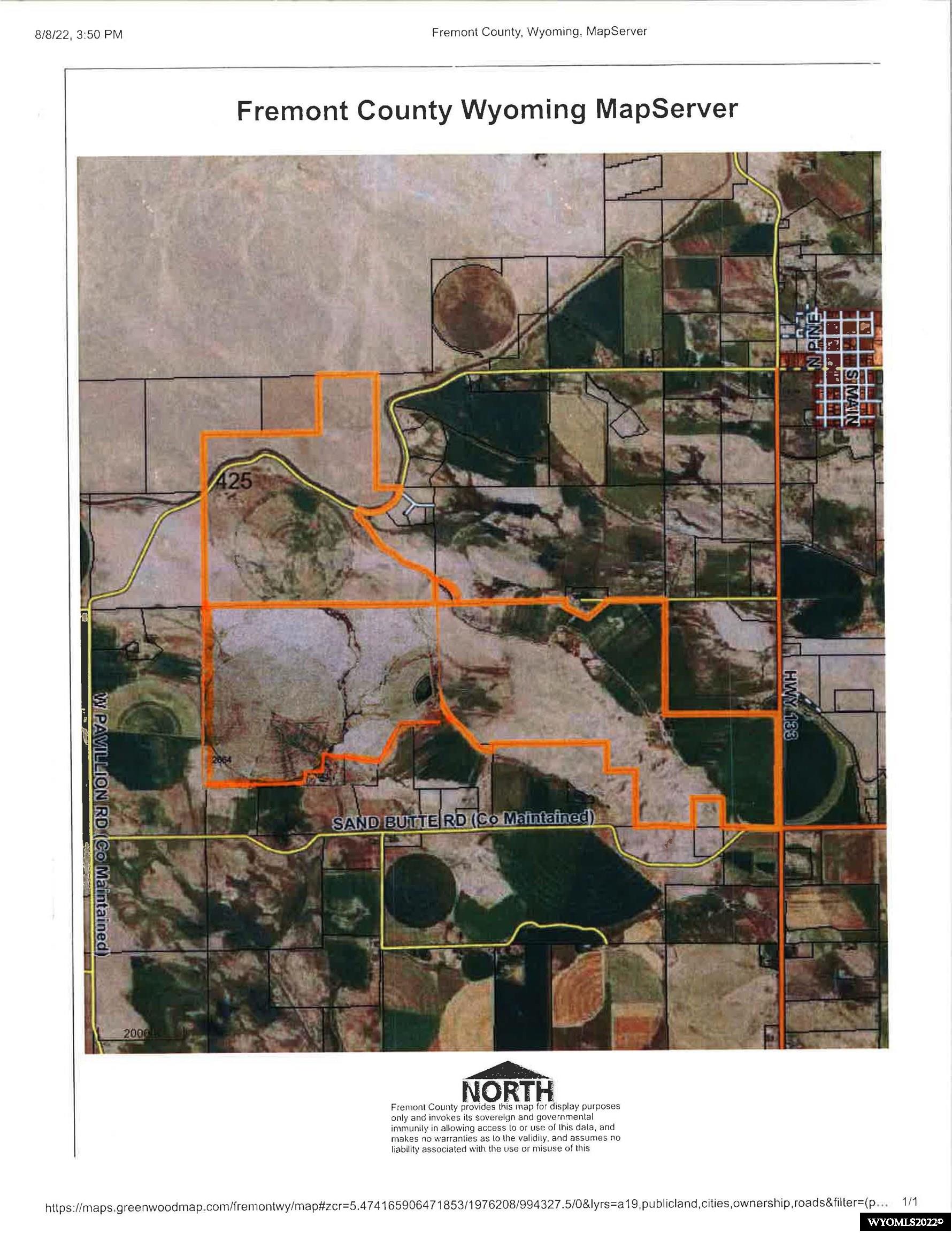 One of the largest contiguous farm/ranch combinations in Fremont County. Two sets of improvements. Main home is a 1248 sq ft 3BR, 2BA ranch style and second home  is recently remodeled 1611 sq ft home, currently utilized as an "AirBnB" rental. Typical set of supporting buildings at each location. Feedlot at the main homestead.    County listed at 1423 deeded acres, Midvale Irrigation District recognizes 582 as irrigated. Five electric pivots, and a small amount of gated pipe and sideroll. Please go to www.wyomingrangerealty.com for complete brochure.