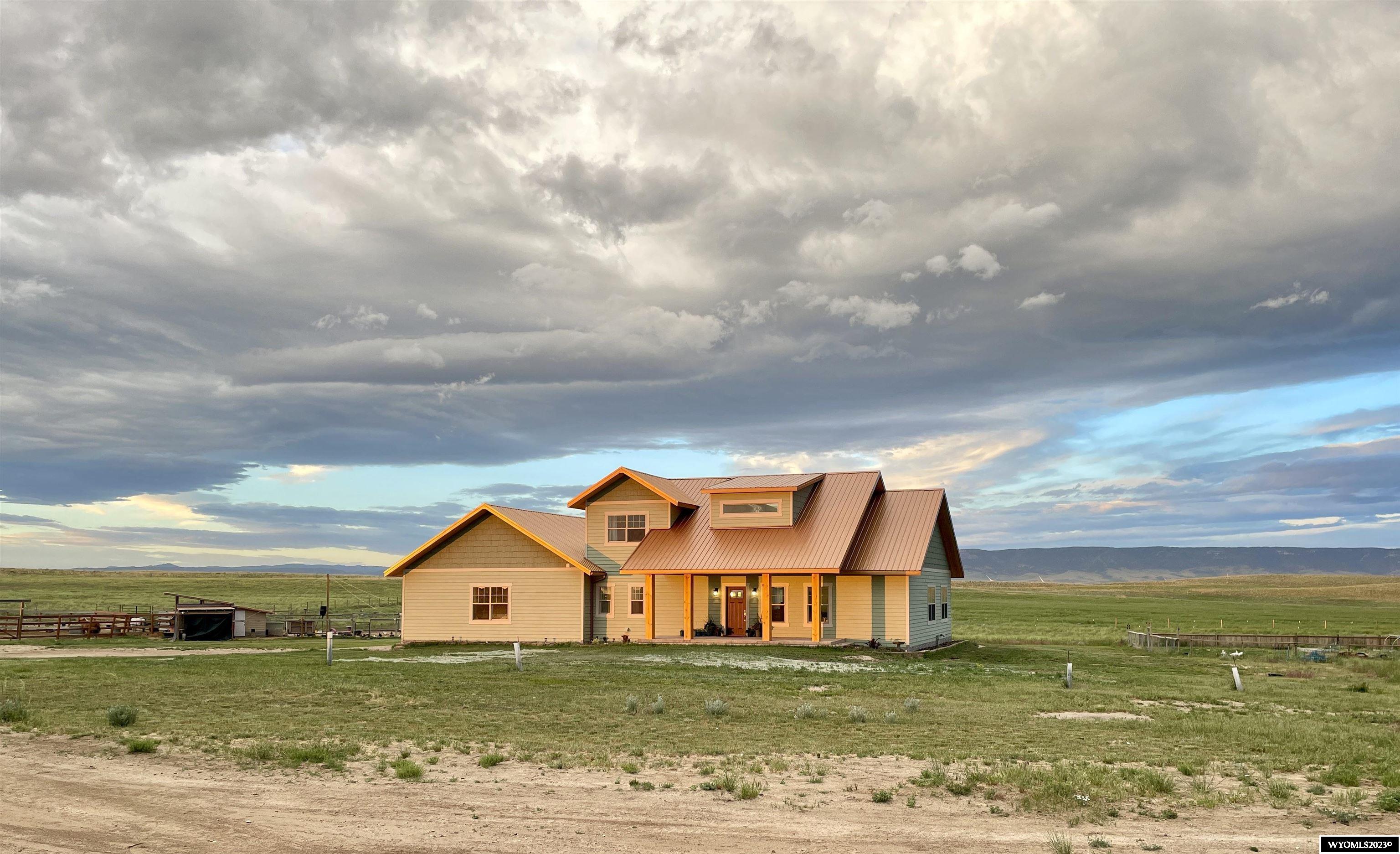 In the market for a Second home? Maybe just want some acreage for your animals? Built right the first time! Cactus Ranch features a modern, highly energy-efficient 4 bedroom 4.5 bath (each bedroom has an en-suite) home situated on a combined 190.07± acres of land only minutes from Casper, Wyoming. Master bedroom, bathroom, & laundry all on the main floor. End-of-the-road privacy. Very private. Quiet location. Pasture & shelter for several horses. Very close to Casper-Wyoming's business & medical center. Wireless internet currently provided by Mountain West Technologies. Work or study remotely from home! Private well permit #P204710.0W. Built with Fox Blocks Insulated Concrete Forms (ICF) so walls are almost 12" thick.   Casper is located on the North Platte River, famous for trout fishing, and at the base of Casper Mountain, offering diverse recreation from summertime music festivals to wintertime skiing. Casper is central to the Laramie Range, the Bighorn Mountains, and the Wind River Range.