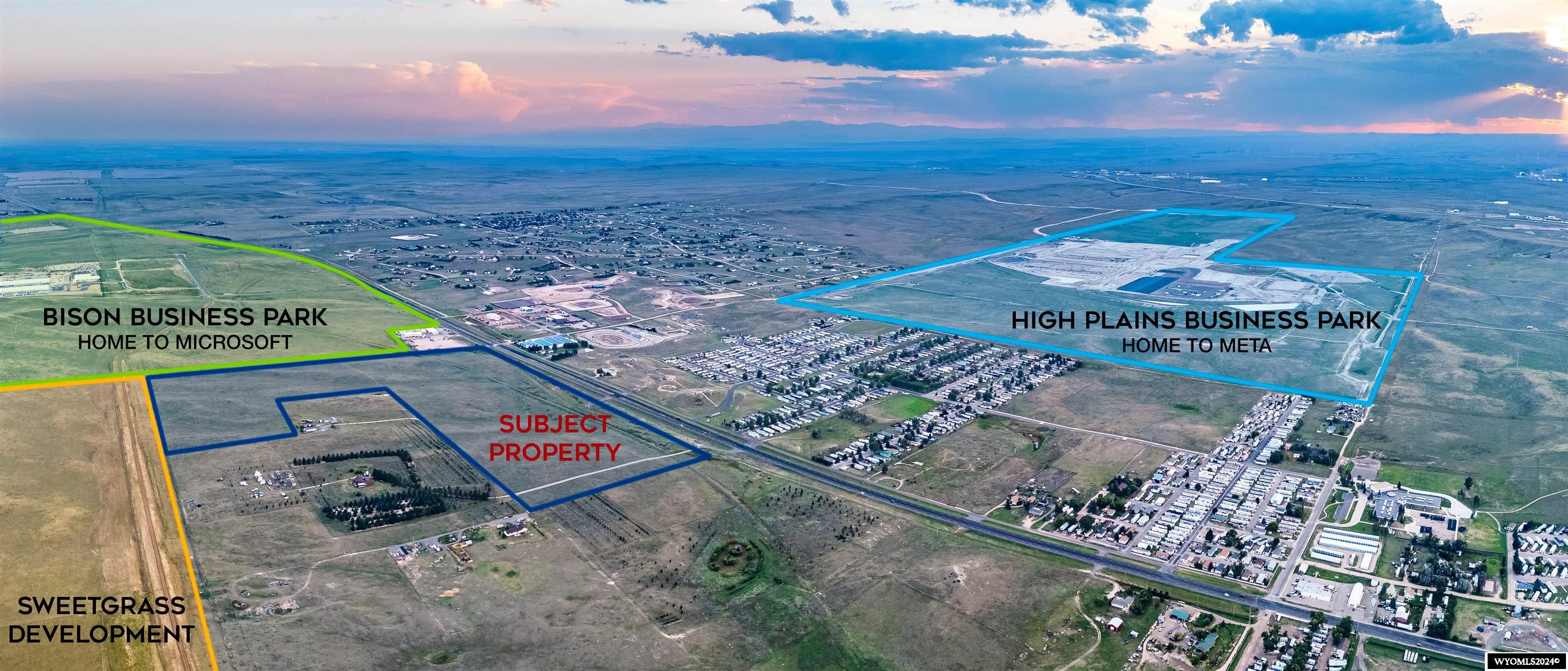 This 48.2 acre parcel with 2,592 feet of frontage along busy South Greeley Hwy is the perfect opportunity for a developer of multi-family housing or commercial. Located just north of Microsoft’s Bison Business Park and just east of the High Plains Business Park (Project Cosmos), it’s perfectly located to be in the center of development with the projection of Cheyenne’s Master Plan. A total of 94.9 contiguous acres are available. Don’t miss this prime development opportunity!